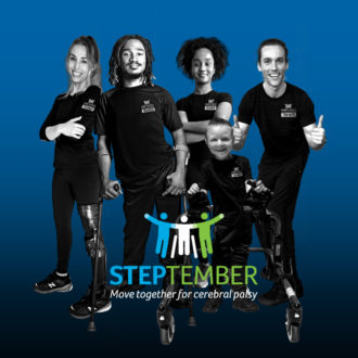 the five STEPtember trainers and the STEPtember logo.
