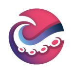 cephable logo of an octopus arm with a red/pink background